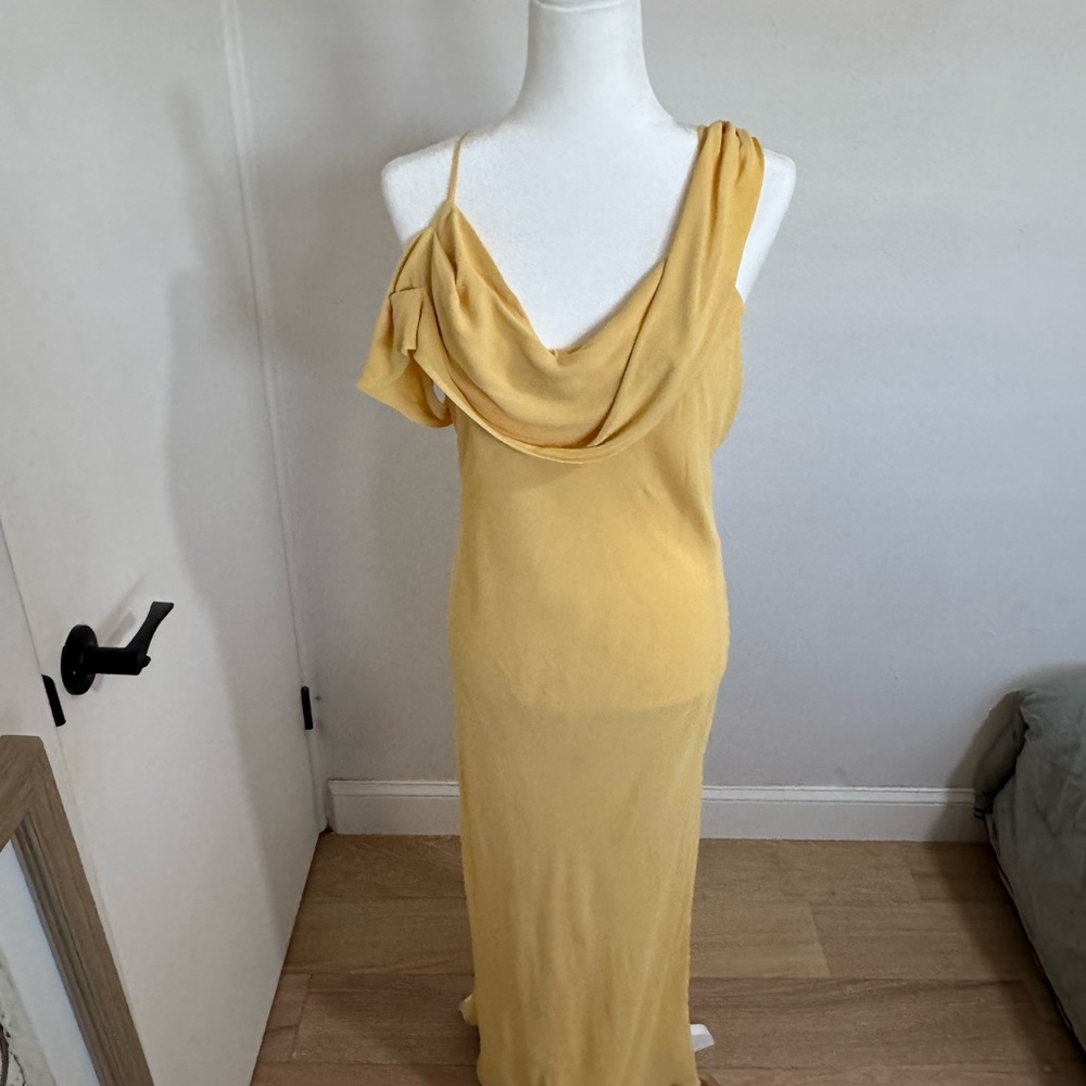 Reformation One Shoulder Yellow Dress